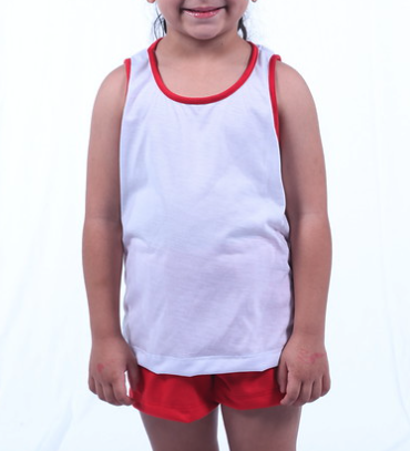 Pijama infantil branco e vermelho